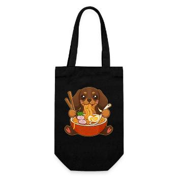 Japanische Ramen Dackel Nudelschale Anime Otaku - Geschenkbeutel für Flaschen - Schwarz - Vorne