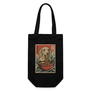 Japanese Ramen Dachshund Noodle Bowl Anime Otaku - Gift Bag for Bottles - black - Front