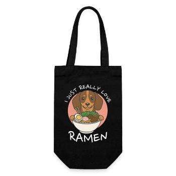Japanese Ramen Dachshund Noodle Bowl Anime Otaku - Gift Bag for Bottles - black - Front