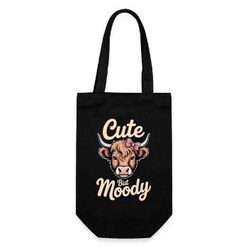 Highland Cattle Sayings Moody Funny Gift - Gift Bag for Bottles - black - Front