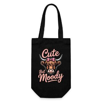 Highland Cattle Sayings Moody Funny Gift - Gift Bag for Bottles - black - Front
