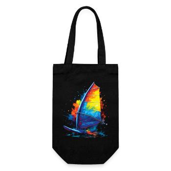 Windsurfing - Water Sports Illustration - Gift Bag for Bottles - black - Front