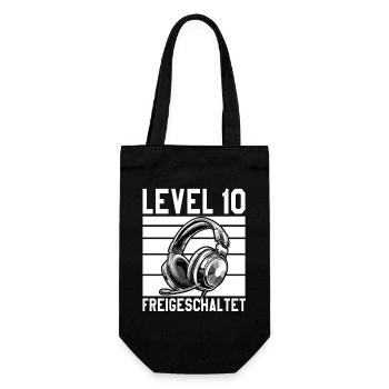10th Birthday Boy Girl Gamer Level 10 Years - Gift Bag for Bottles - black - Front