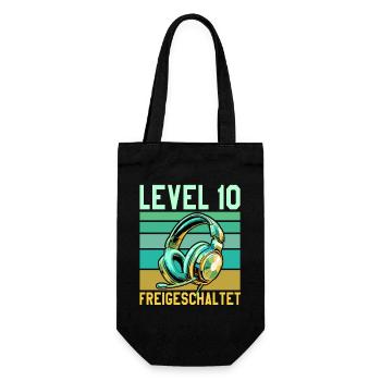 10e anniversaire Garçon Fille Gamer Niveau 10 ans - Sac à bouteille - noir - Devant