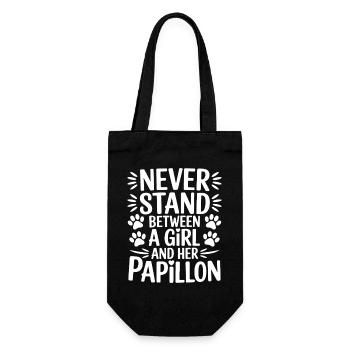 Papillon Sprüche Hunde Lustiges Papillon Geschenk  - Geschenkbeutel für Flaschen - Schwarz - Vorne