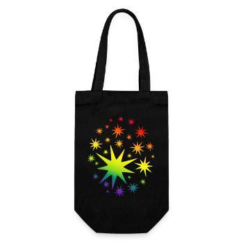 Bunte Sterne Regenbogen Farbverlauf - Geschenkbeutel für Flaschen - Schwarz - Vorne