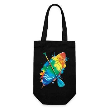 Paddle Board - Ocean Splash Art Water Sports - Gift Bag for Bottles - black - Front