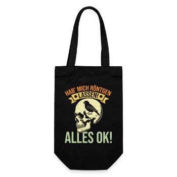 Hab Mich Röntgen Lassen Alles Ok Lustiges Spruch - Geschenkbeutel für Flaschen - Schwarz - Vorne