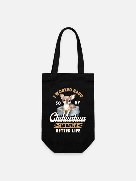 Chihuahua Chihuahueño I Work Hard - Geschenkbeutel für Flaschen - Schwarz