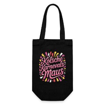 Kölsche Karnevalsmaus Karneval Köln Kölner Maus - Geschenkbeutel für Flaschen - Schwarz - Vorne