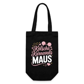 Kölsche Karnevalsmaus Karneval Köln Kölner Maus - Geschenkbeutel für Flaschen - Schwarz - Vorne