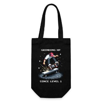 Grinding XP seit Level 1 | Skateboard - Geschenkbeutel für Flaschen - Schwarz - Vorne