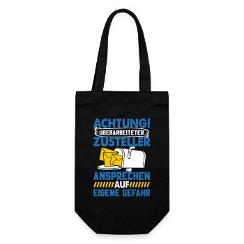 Postman ATTENTION OVERWORKED DELIVERY PERSON - Gift Bag for Bottles - black - Front