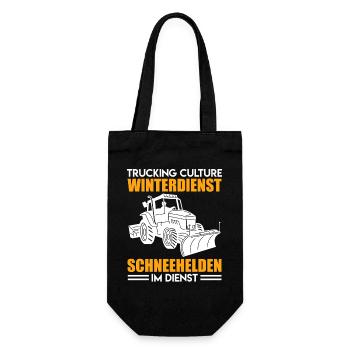 Schneepflug TRUCKING CULTURE WINTERDIENST Lustig - Geschenkbeutel für Flaschen - Schwarz - Vorne
