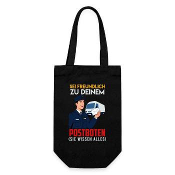 Postboten SEI FREUNDLICH ZU DEINEM POSTBOTEN ISEI - Geschenkbeutel für Flaschen - Schwarz - Vorne