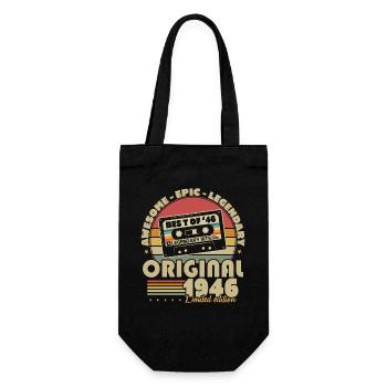 Original 1946 Vintage Birthday Retro - Gift Bag for Bottles - black - Front