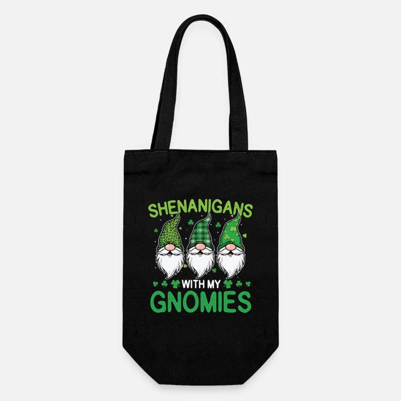 Streiche mit meinen Gnomen St. Patrick's - Geschenkbeutel für Flaschen - Schwarz