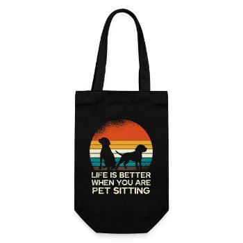 Coucher de soleil rétro pour garder un chien - Sac à bouteille - noir - Devant
