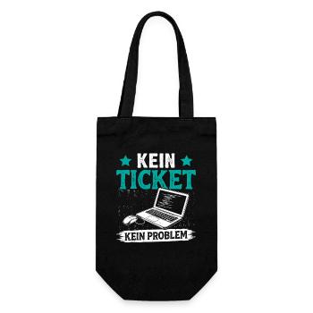 Nerd Computer KEIN TICKET KEIN PROBLEM LUSTIG - Geschenkbeutel für Flaschen - Schwarz - Vorne