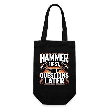 Hammer First Questions Later Blacksmith Saying - Gift Bag for Bottles - black - Front