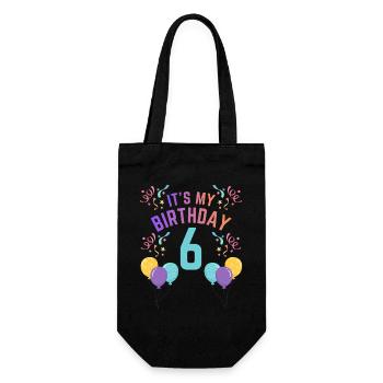 6 Years Girl It's My Birthday Kids Birthday - Gift Bag for Bottles - black - Front