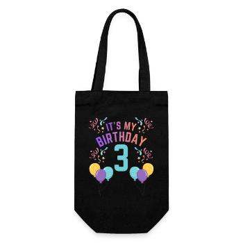 3 Years Girl It's My Birthday Kids Birthday - Gift Bag for Bottles - black - Front