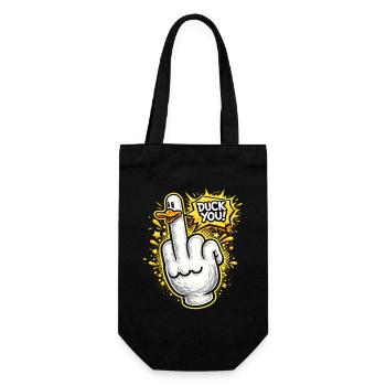 Duck You Comic Style Middle Finger Duck - Gift Bag for Bottles - black - Front