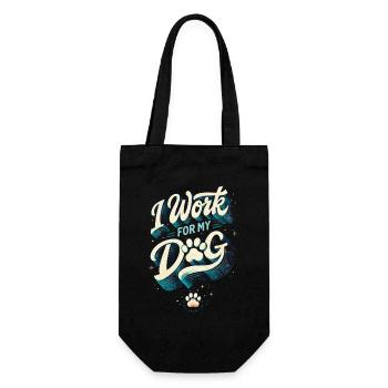 I Work For My Dog Dog Owner - Gift Bag for Bottles - black - Front