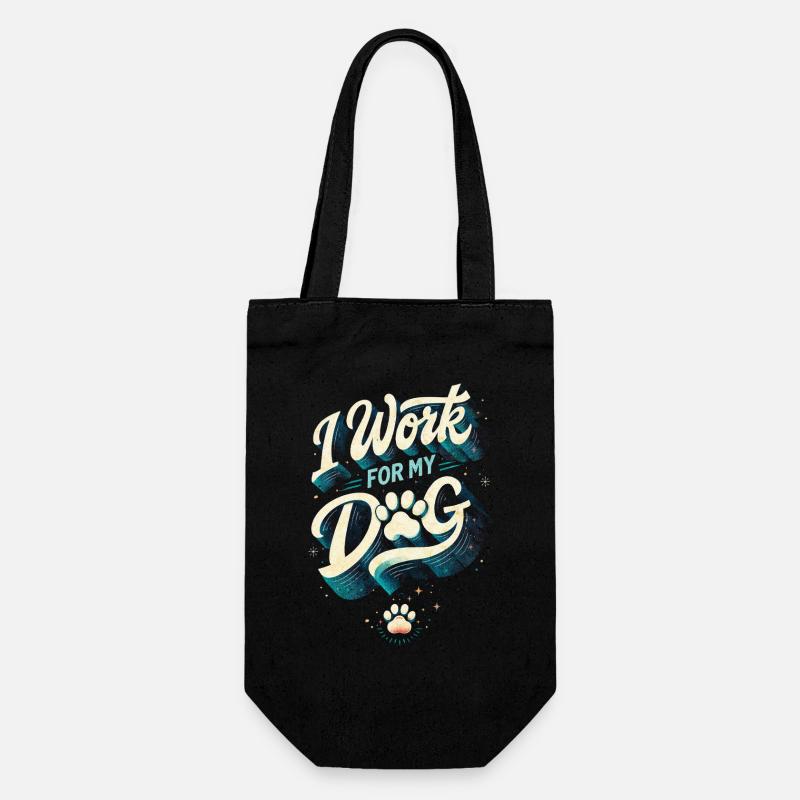 I Work For My Dog Hundebesitzer - Geschenkbeutel für Flaschen - Schwarz
