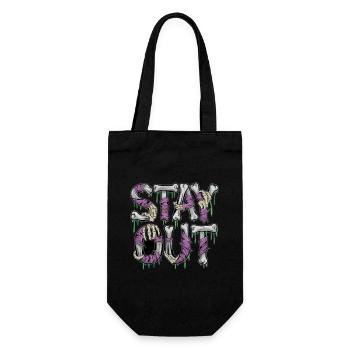  Stay Out Skelett Knochen Horror Spruch Grusel - Geschenkbeutel für Flaschen - Schwarz - Vorne