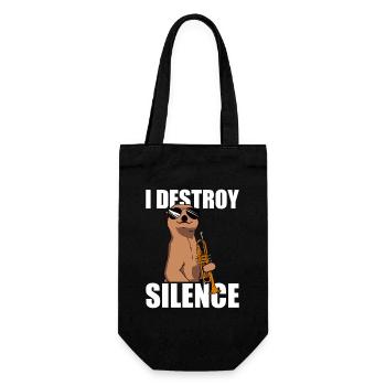I destroy silence Trompete Trompetenspieler - Geschenkbeutel für Flaschen - Schwarz - Vorne