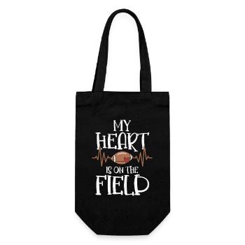 My Heart Is On The Field Player Fan Football Seaso - Geschenkbeutel für Flaschen - Schwarz - Vorne