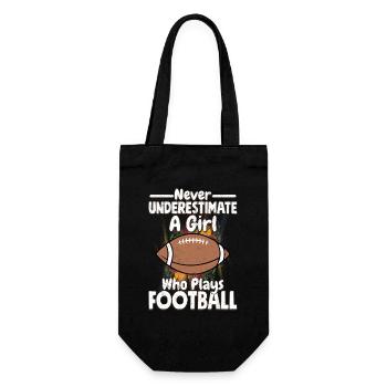Never Underestimate A Girl Who Plays Football Seas - Geschenkbeutel für Flaschen - Schwarz - Vorne