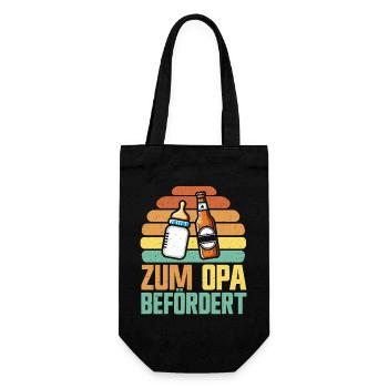 Zum Opa Befördert Retro Großvater Pops Großeltern - Geschenkbeutel für Flaschen - Schwarz - Vorne