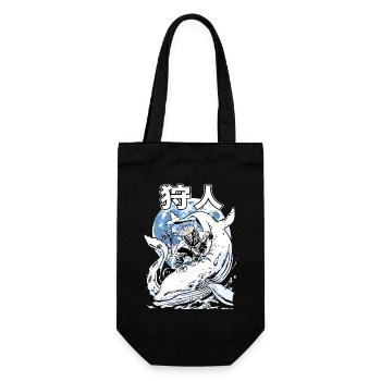 Japanese Whale Fight – Ukiyo-e Marine Art - Gift Bag for Bottles - black - Front