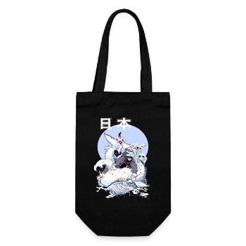 Japanese Whale Fight – Ukiyo-e Marine Art - Gift Bag for Bottles - black - Front