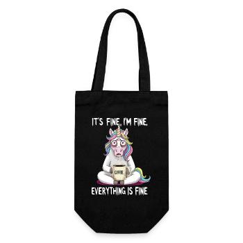 It's okay, I'm fine coffee unicorn humor - Gift Bag for Bottles - black - Front