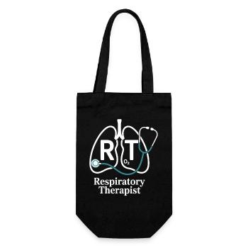 Atemtherapie RT Logo Lungenstethoskop - Geschenkbeutel für Flaschen - Schwarz - Vorne