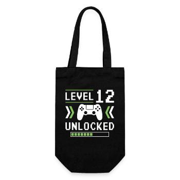 12th Birthday Level 12 unlocked - Gift Bag for Bottles - black - Front