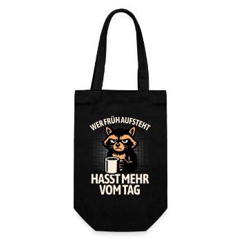 Raccoon - If you get up early, you hate more of the day - Gift Bag for Bottles - black - Front