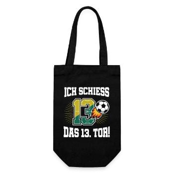 Ich Schiess 13. Tor Lustig 13. Geburtstag Fußball - Geschenkbeutel für Flaschen - Schwarz - Vorne