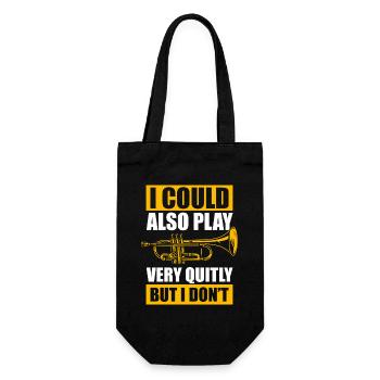 Play very quitly Trompete Trompetenspieler - Geschenkbeutel für Flaschen - Schwarz - Vorne