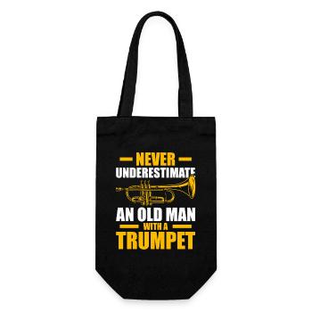 An old man with a trumpet Trompetenspieler - Geschenkbeutel für Flaschen - Schwarz - Vorne