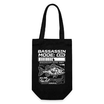 Bassassin Mode On Bass Angeln 100 Prozent - Geschenkbeutel für Flaschen - Schwarz - Vorne