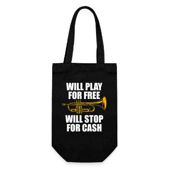 Will play for free Trompete Trompetenspieler - Geschenkbeutel für Flaschen - Schwarz - Vorne