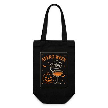 Apéro-ween Citrouille Humour - Sac à bouteille - noir - Devant