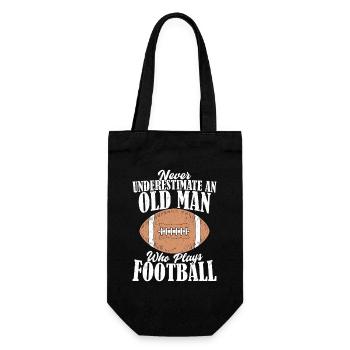 Never Underestimate An Old Man Who Plays Football  - Geschenkbeutel für Flaschen - Schwarz - Vorne