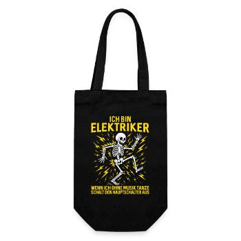 Ich bin Elektriker Skelett Tanz - Geschenkbeutel für Flaschen - Schwarz - Vorne