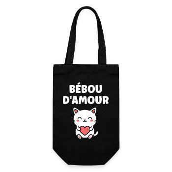 Bébou d’amour chat cœur - Sac à bouteille - noir - Devant