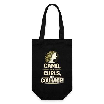 Female Soldier Camo Curls And Courage - Gift Bag for Bottles - black - Front
